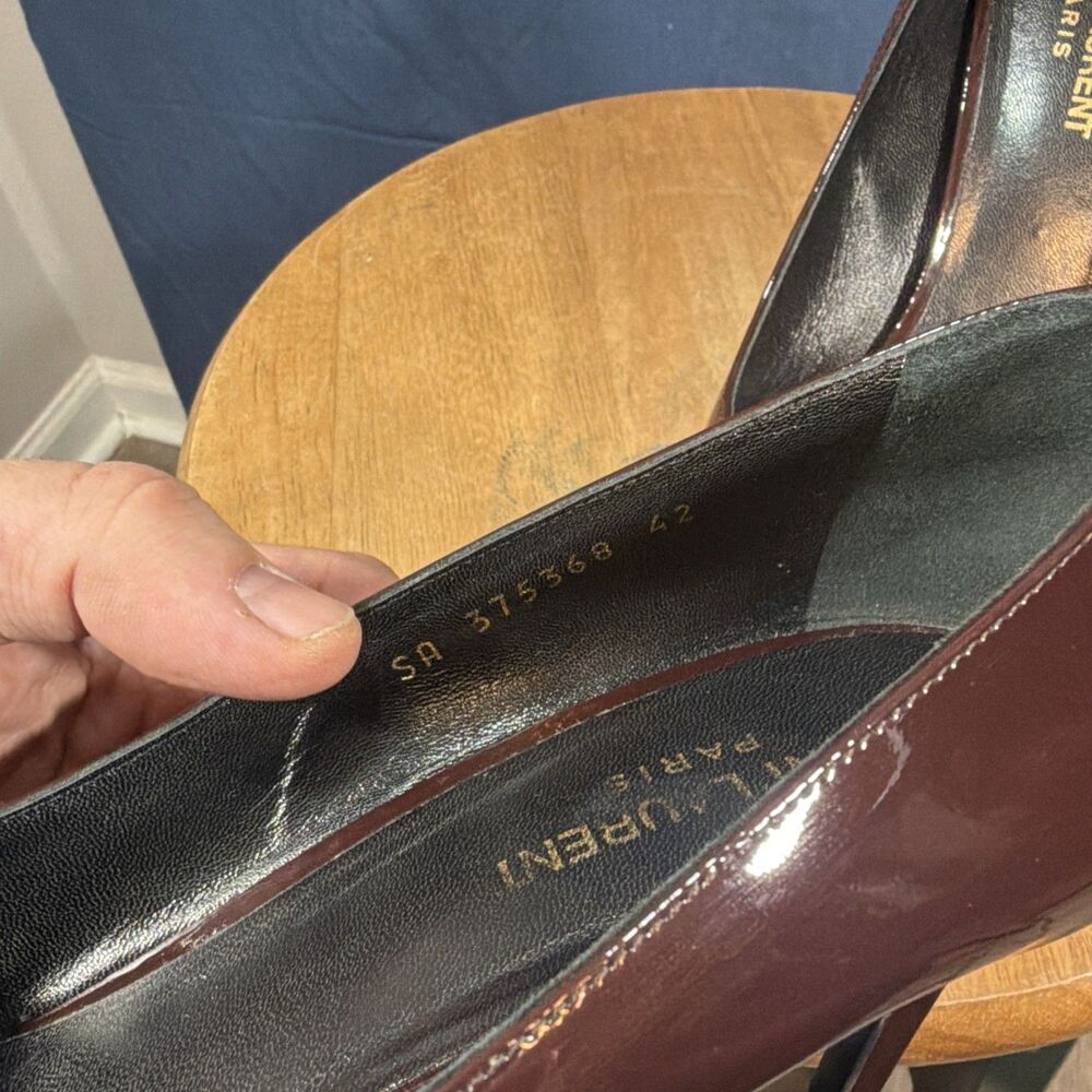 Saint Laurent Paris Women's Patent Leather Burgundy Purple Pumps Heels 42 US 12 - Picture 4 of 11